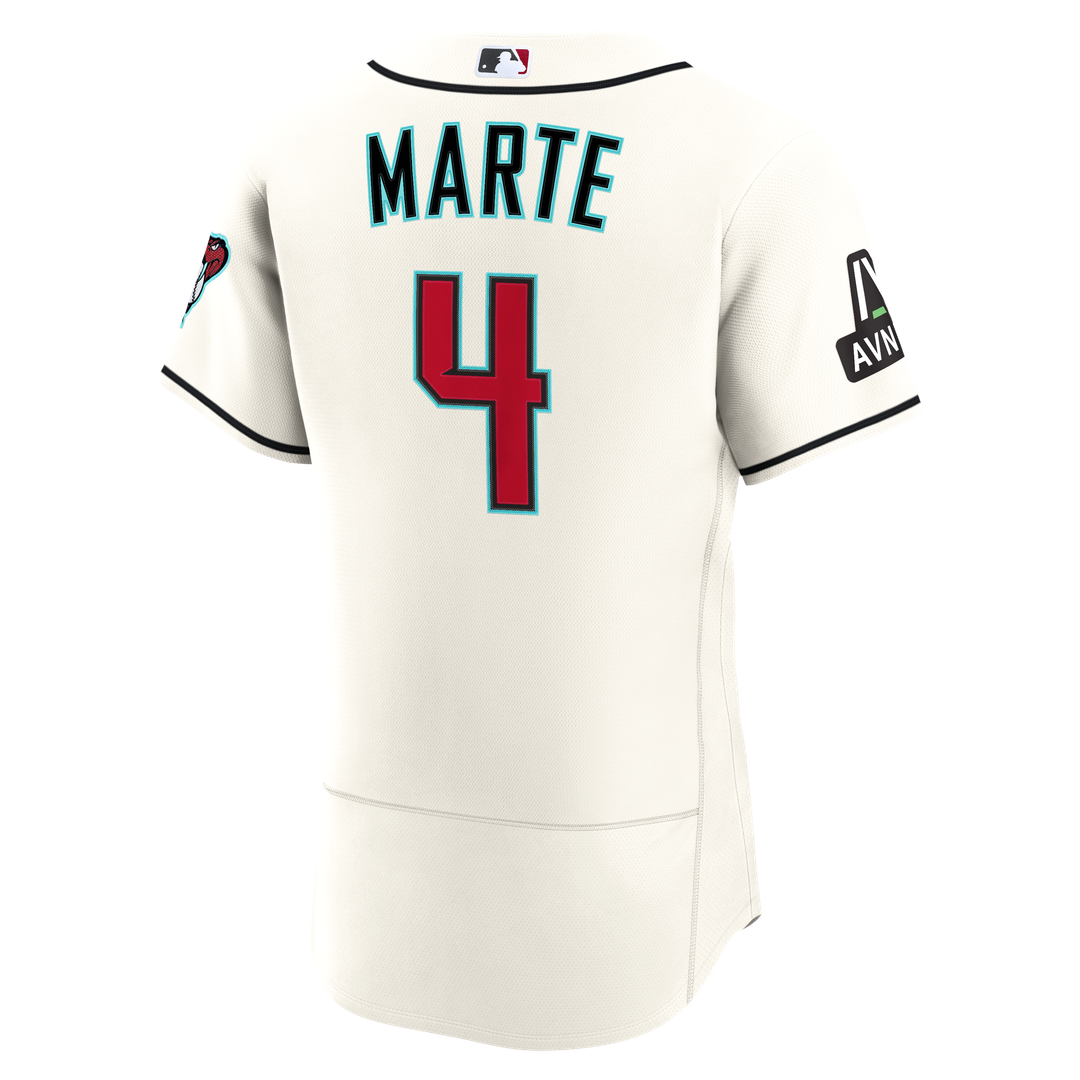 Arizona Diamondbacks Ketel Marte Nike Cream Home Authentic Sponsor Patch Jersey