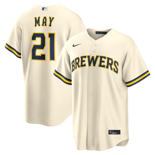 Milwaukee Brewers Dustin May Nike Cream Home Replica Jersey