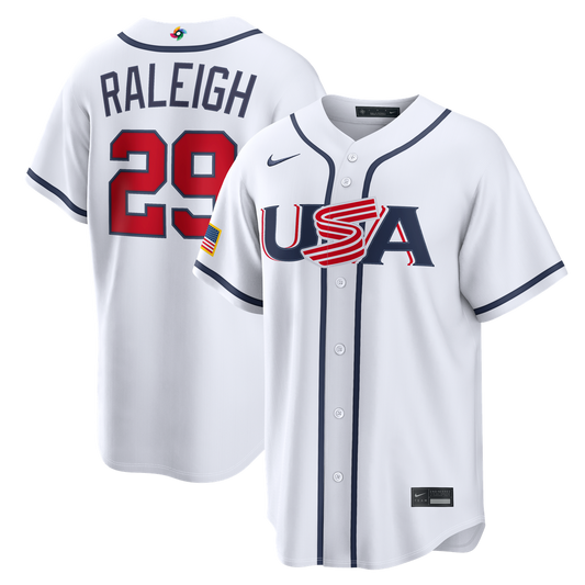 USA Baseball Cal Raleigh Nike White 2026 World Baseball Classic Home Stadium Jersey