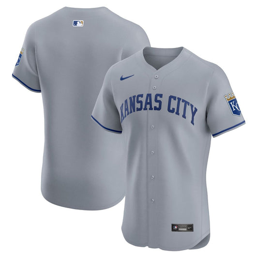 Kansas City Royals Nike Gray Road Vapor Premier Elite Patch Jersey