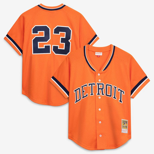 Detroit Tigers Kirk Gibson Mitchell & Ness Orange Cooperstown Collection Mesh Batting Practice Button-Up Jersey