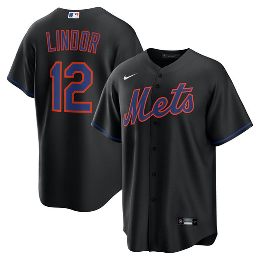 New York Mets Francisco Lindor Nike Black Alternate Replica Jersey
