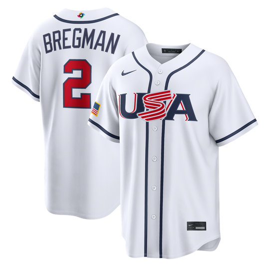 USA Baseball Alex Bregman Nike White 2026 World Baseball Classic Home Stadium Jersey