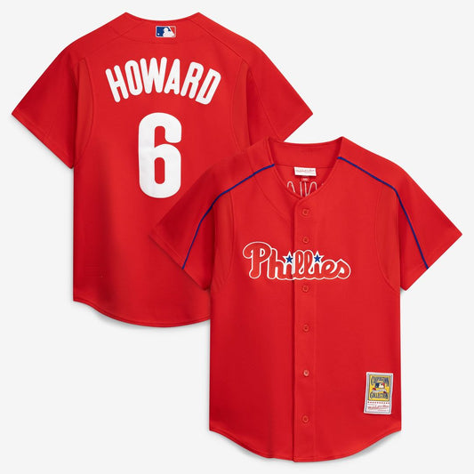 Philadelphia Phillies Ryan Howard Mitchell & Ness Red Cooperstown Collection Batting Practice Jersey