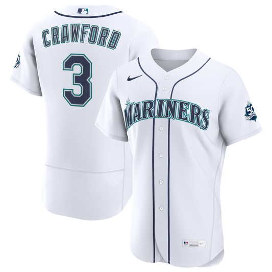 Seattle Mariners J.P. Crawford Nike White Home 50th Season Authentic Jersey