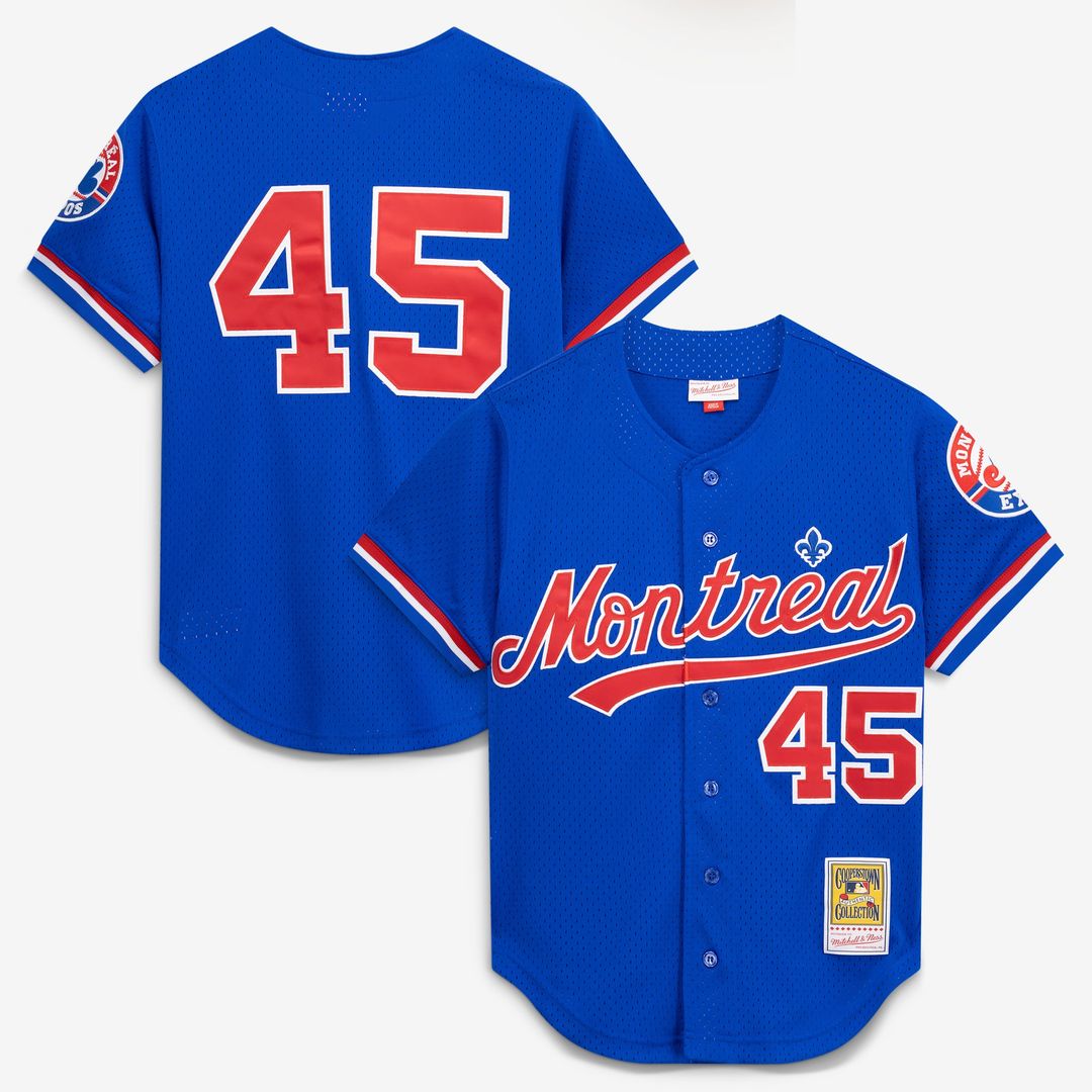 Montreal Expos Pedro Martinez Mitchell & Ness Blue Cooperstown Collection Mesh Batting Practice Button-Up Jersey