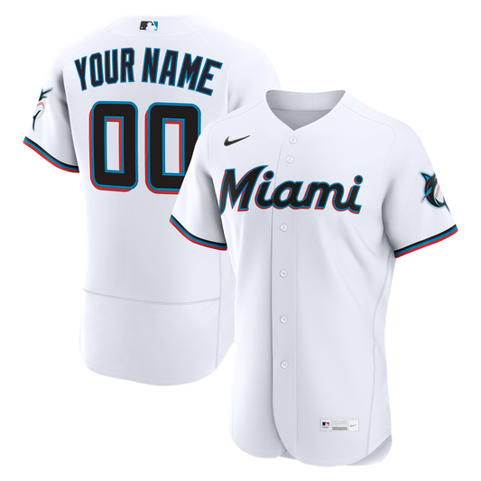 Miami Marlins Nike White Home Authentic Custom Jersey