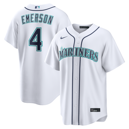 Seattle Mariners Colt Emerson Nike White Home Replica Jersey