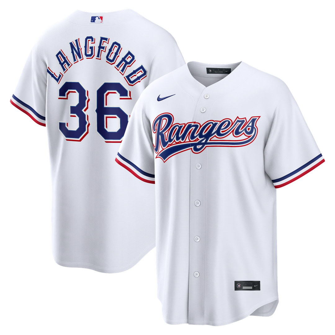 Texas Rangers Wyatt Langford Nike White Home Replica Jersey