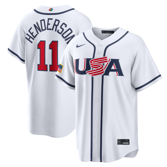 USA Baseball Gunnar Henderson Nike White 2026 World Baseball Classic Home Stadium Jersey