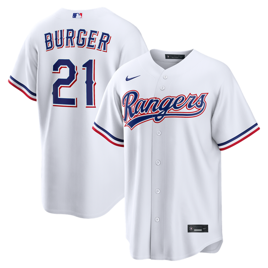 Texas Rangers Jake Burger Nike White Home Replica Jersey