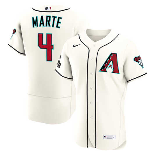 Arizona Diamondbacks Ketel Marte Nike Cream Home Authentic Sponsor Patch Jersey