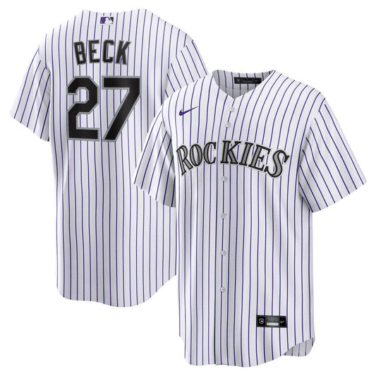 Colorado Rockies Jordan Beck Nike White Home Replica Jersey