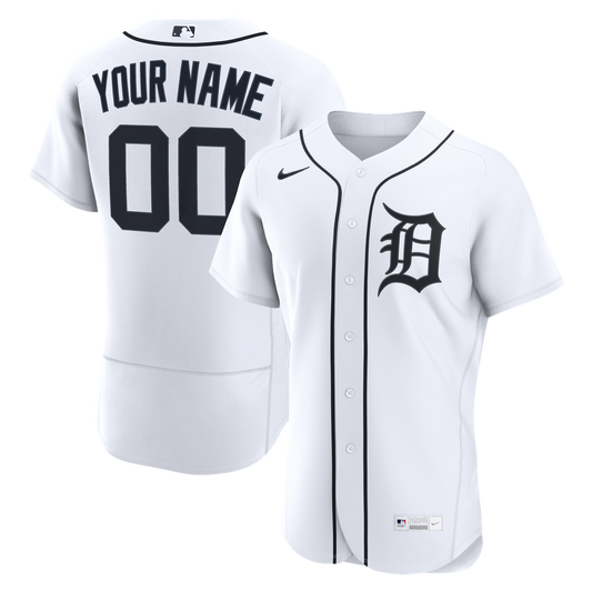 Detroit Tigers Nike White Home Authentic Custom Jersey