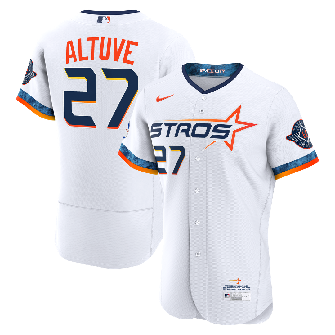 Houston Astros Jose Altuve Nike White City Connect Authentic Sponsor Patch Jersey