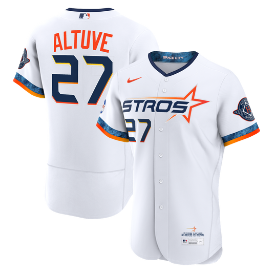 Houston Astros Jose Altuve Nike White City Connect Authentic Sponsor Patch Jersey