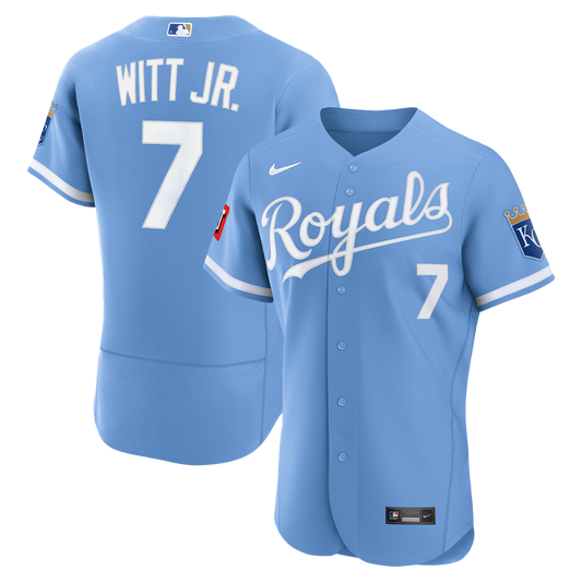 Kansas City Royals Bobby Witt Jr. Nike Light Blue Alternate Authentic Sponsor Patch Jersey