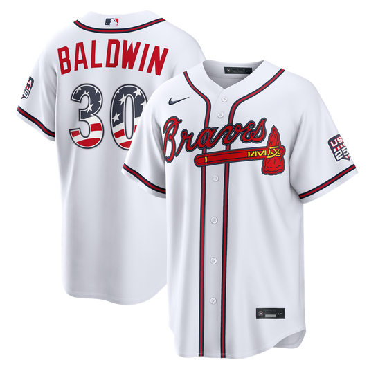 Fourth of July Atlanta Braves Drake Baldwin Nike White USA 250 Stadium Jersey