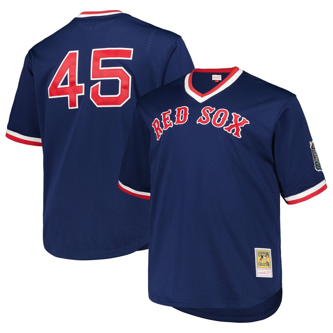 Boston Red Sox Pedro Martinez Mitchell & Ness Navy 1999 Cooperstown Collection Mesh Pullover Jersey