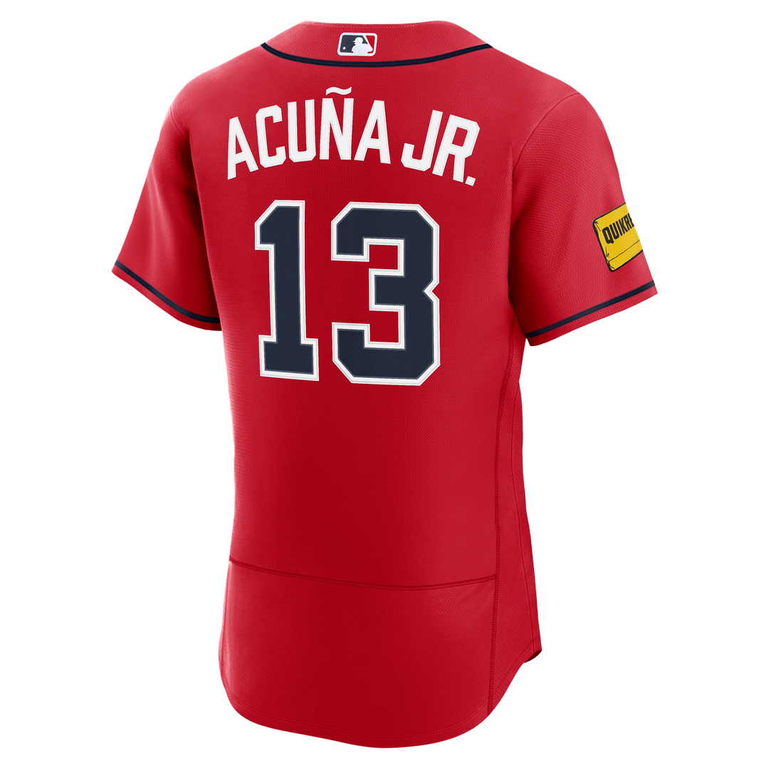 Atlanta Braves Ronald Acuña Jr. Nike Red Alternate Authentic Sponsor Patch Jersey