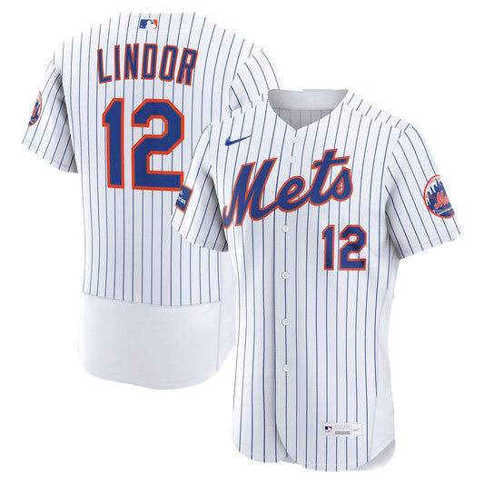 New York Mets Francisco Lindor Nike White Home Authentic Sponsor Patch Jersey