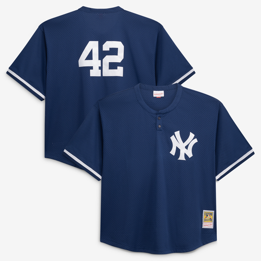 New York Yankees Mariano Rivera Mitchell & Ness Navy Cooperstown Collection Big & Tall Mesh Batting Practice Jersey