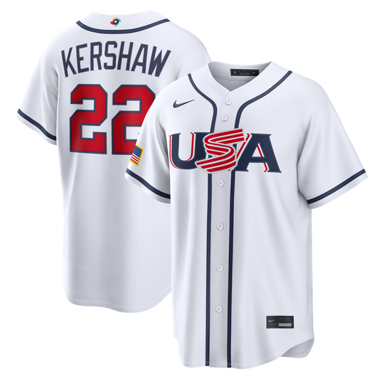 USA Baseball Clayton Kershaw Nike White 2026 World Baseball Classic Home Stadium Jersey