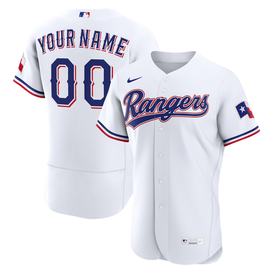 Texas Rangers Nike White Home Authentic Custom Jersey
